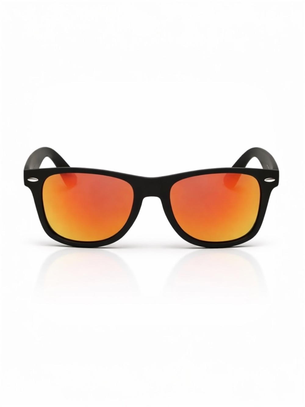 Men's Matte Black Frame Polarized Sunglasses with Orange Mirrored Lenses